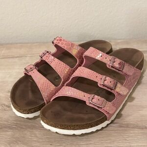 Birkenstock Florida Fresh Pink Snakeskin Iridescent Sandals Women Size 7